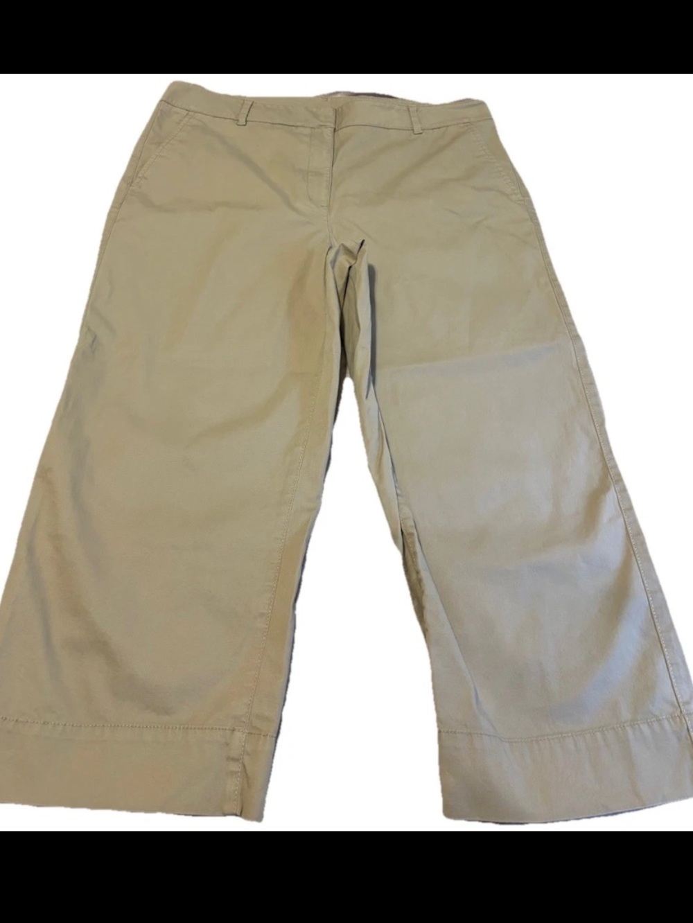 Talbots Wide Leg Cropped Pants in Khaki Stretch Cotton Blend